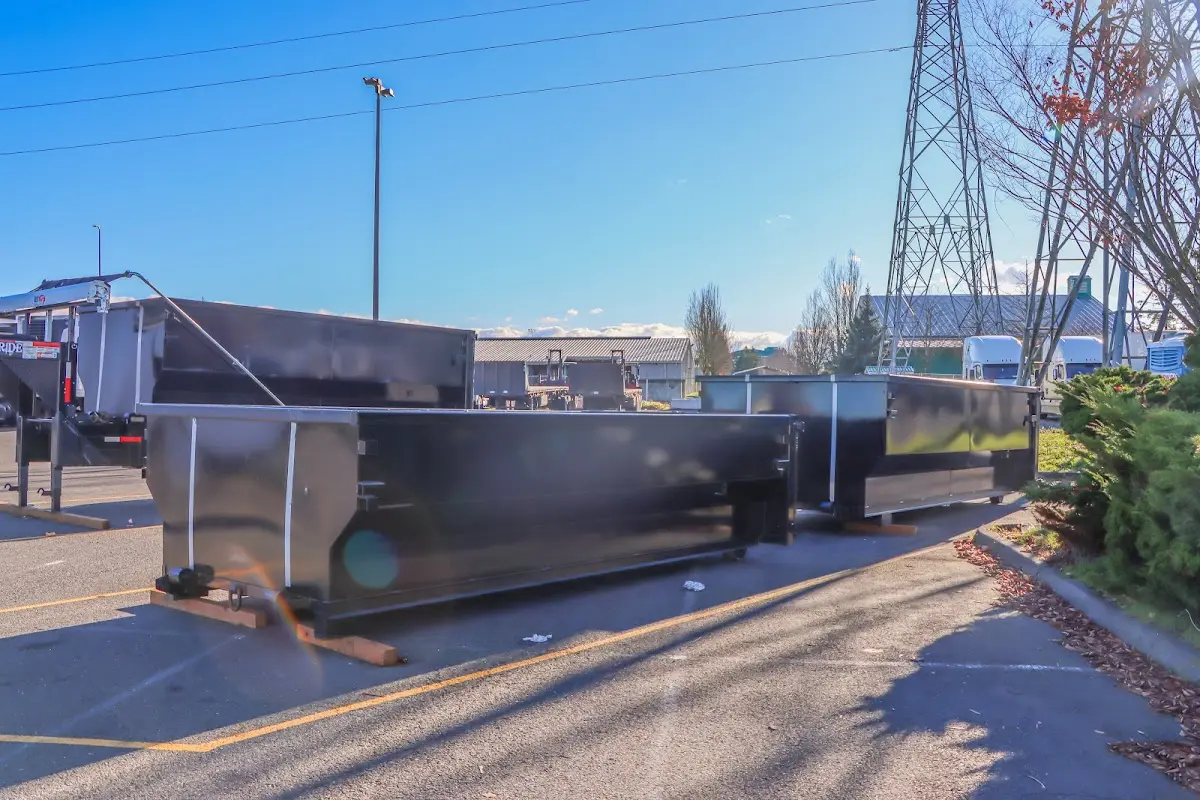 Roll-off dumpster ready for waste disposal at job site for 6 Yard Dumpster Rental in Williamsburg
